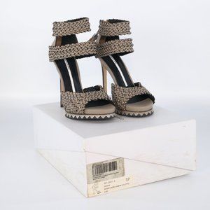 Camilla Skovgaard Tan And Black Woven Leather Platform Sandals